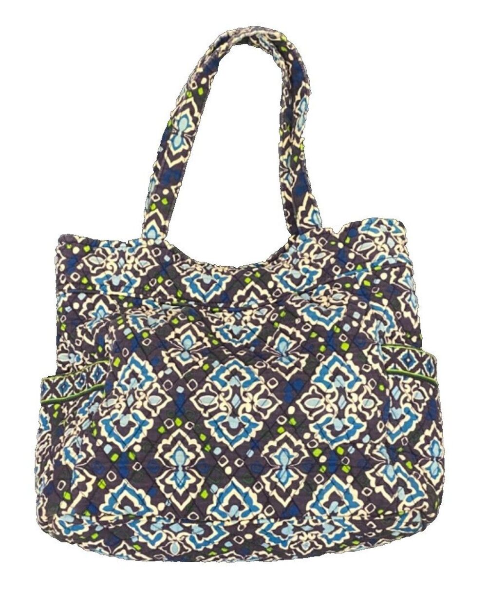 Vera Bradley Shoulder Bag/Purse~Blue/White Quilted Reversible Tote with Zipper